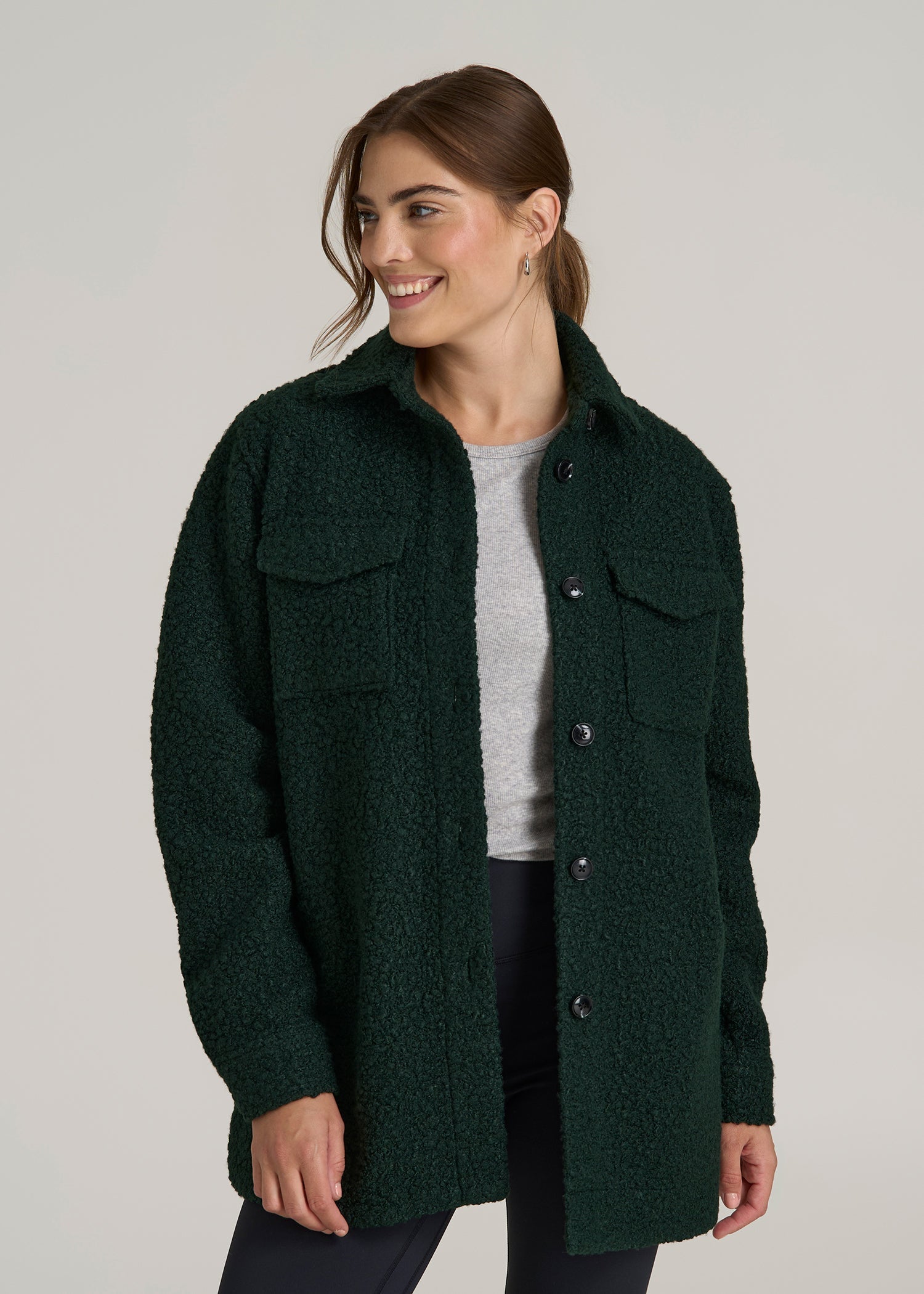 Relaxed Boucle Shacket for Tall Women in Pine Grove