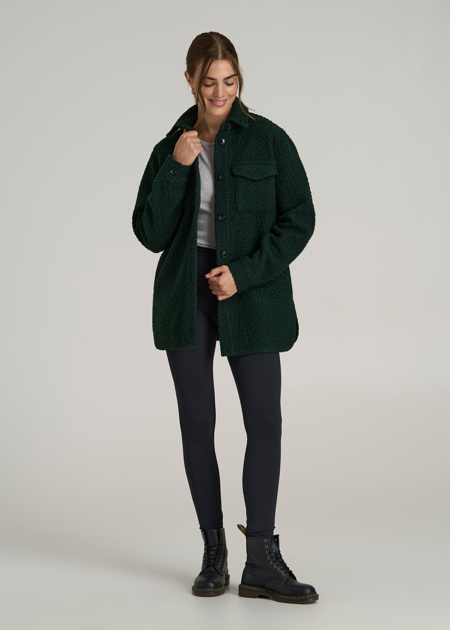 Relaxed Boucle Shacket for Tall Women in Pine Grove