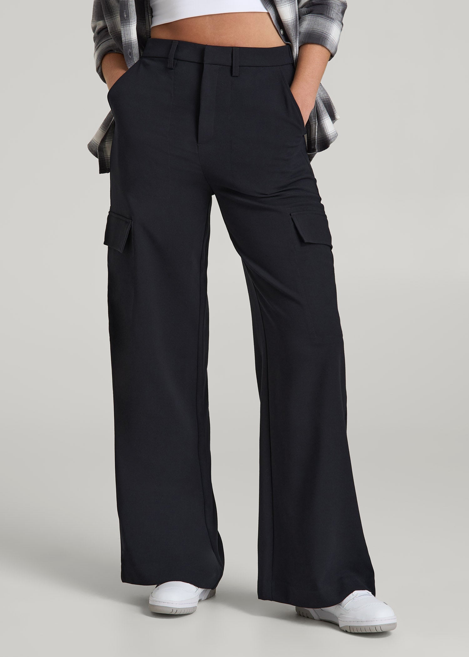 Cargo Wide Leg Dress Pants for Tall Women in Black 4 / Tall / Black