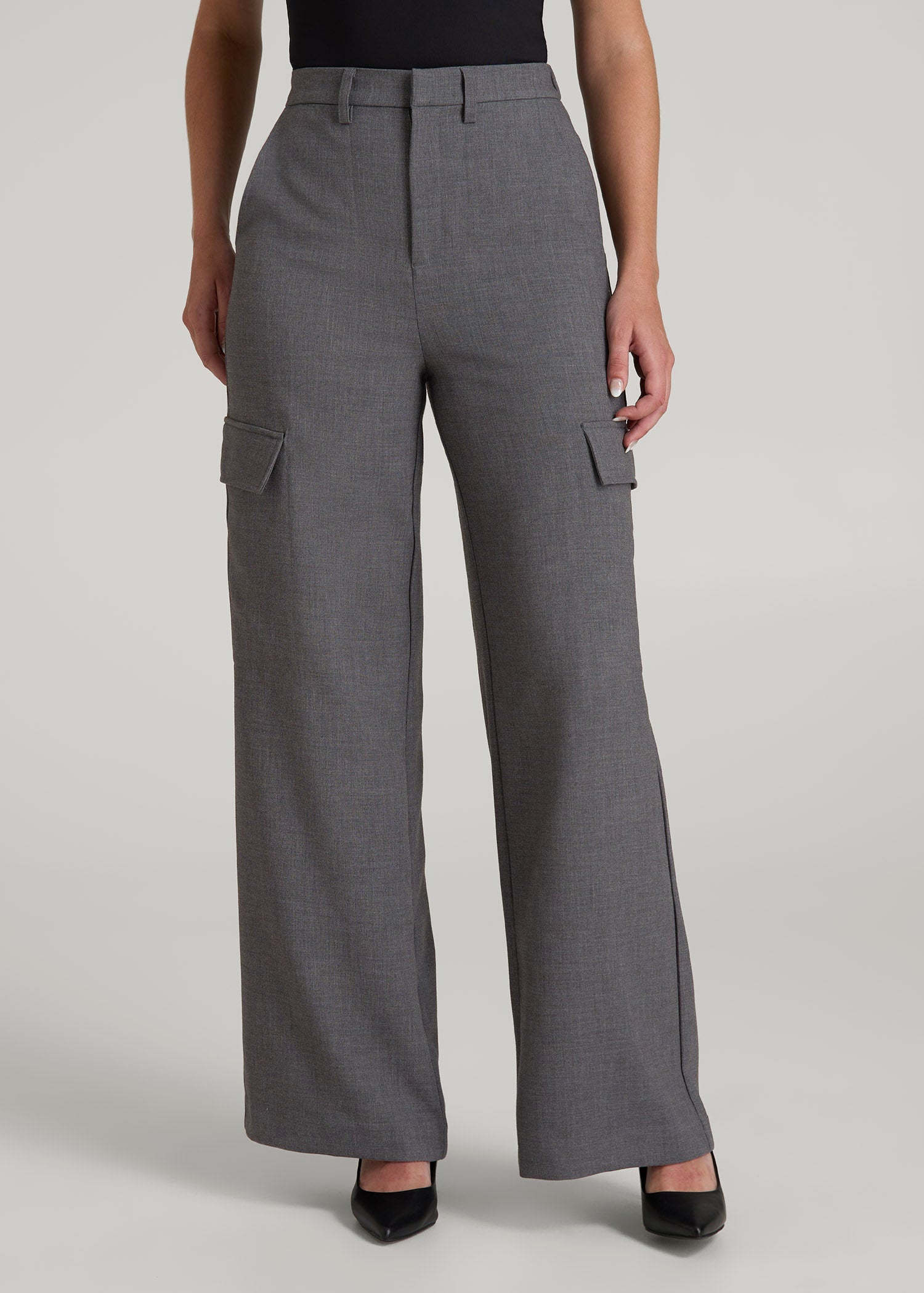 Cargo Wide Leg Dress Pants for Tall Women in Graphic Charcoal 18 / Tall / Graphic Charcoal