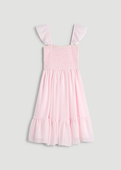 Chiffon Mini Gumdrop Dress for Tall Women in Barely Pink