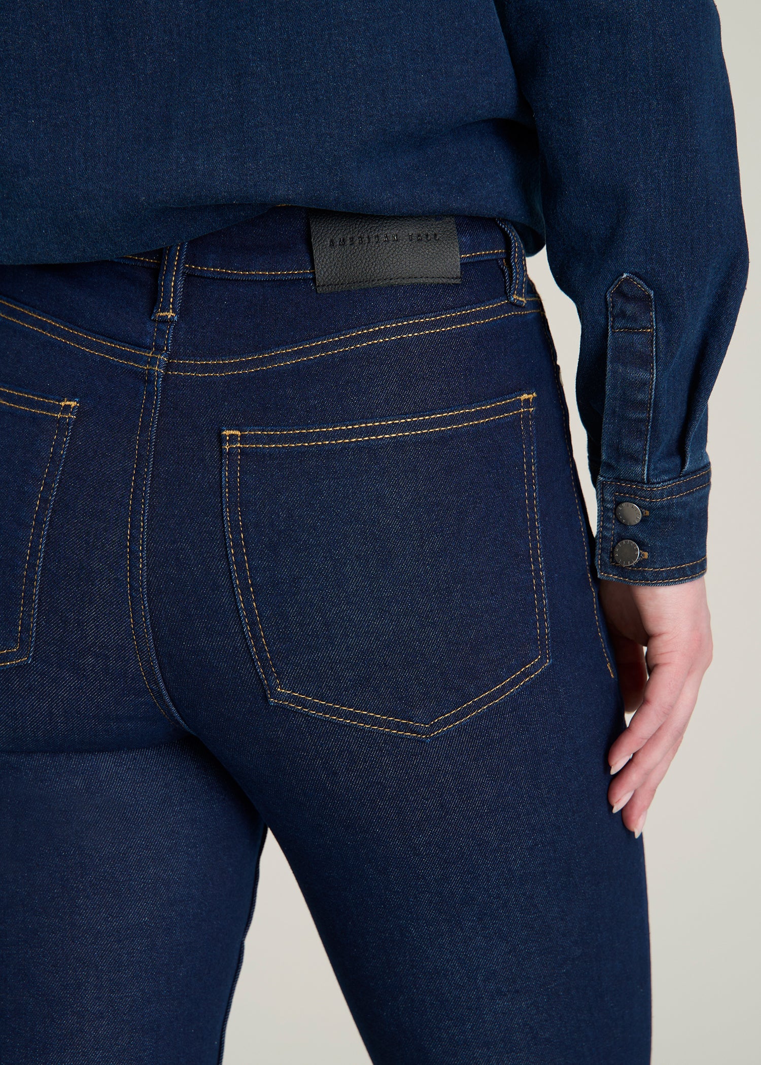 Chloe High Rise Flare Jeans for Tall Women in Deep Indigo Wash