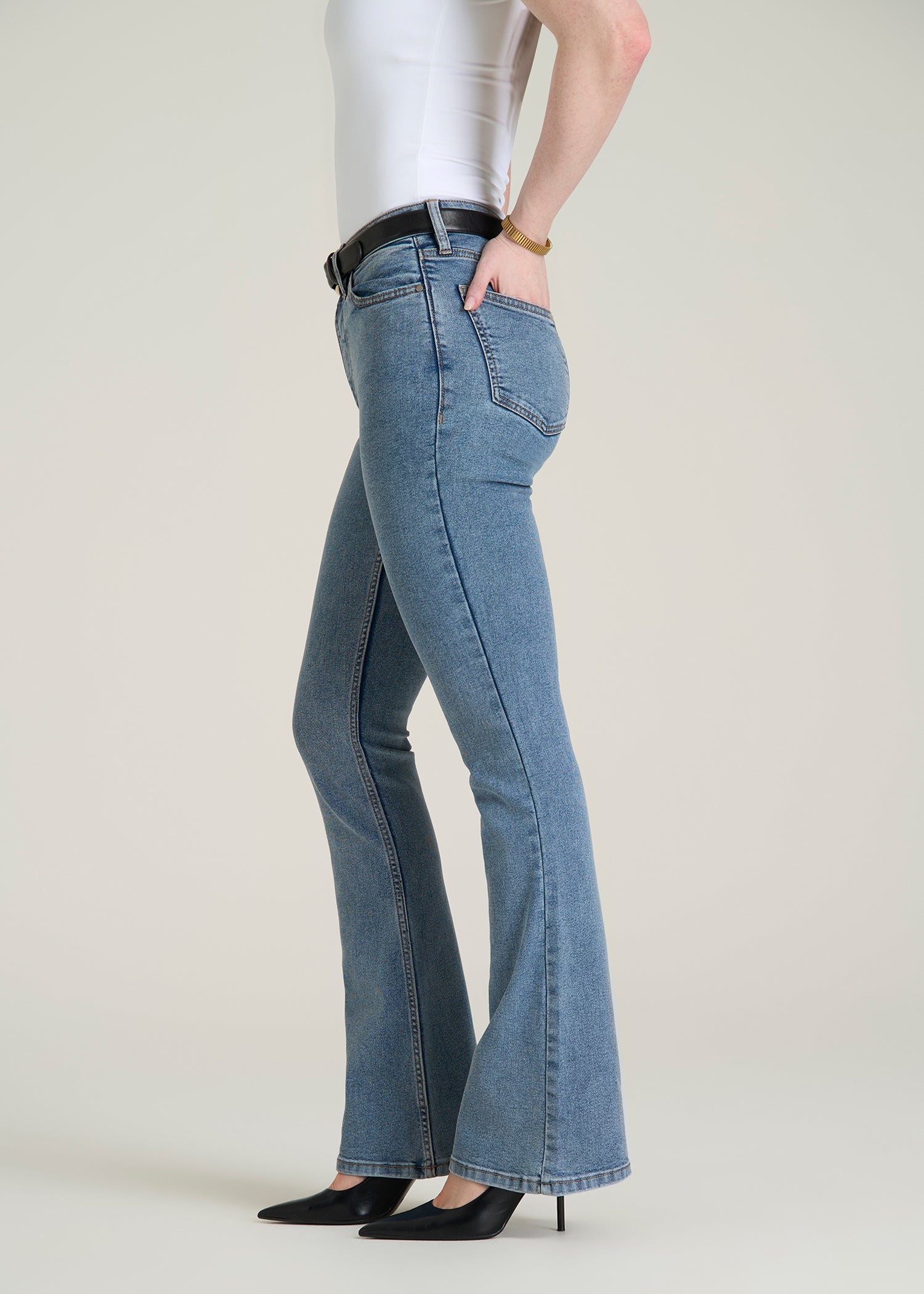 Chloe High Rise Flare Jeans for Tall Women in Perfect Blue