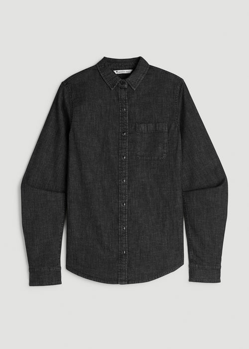 Classic Denim Shirt for Tall Women in Black Wash