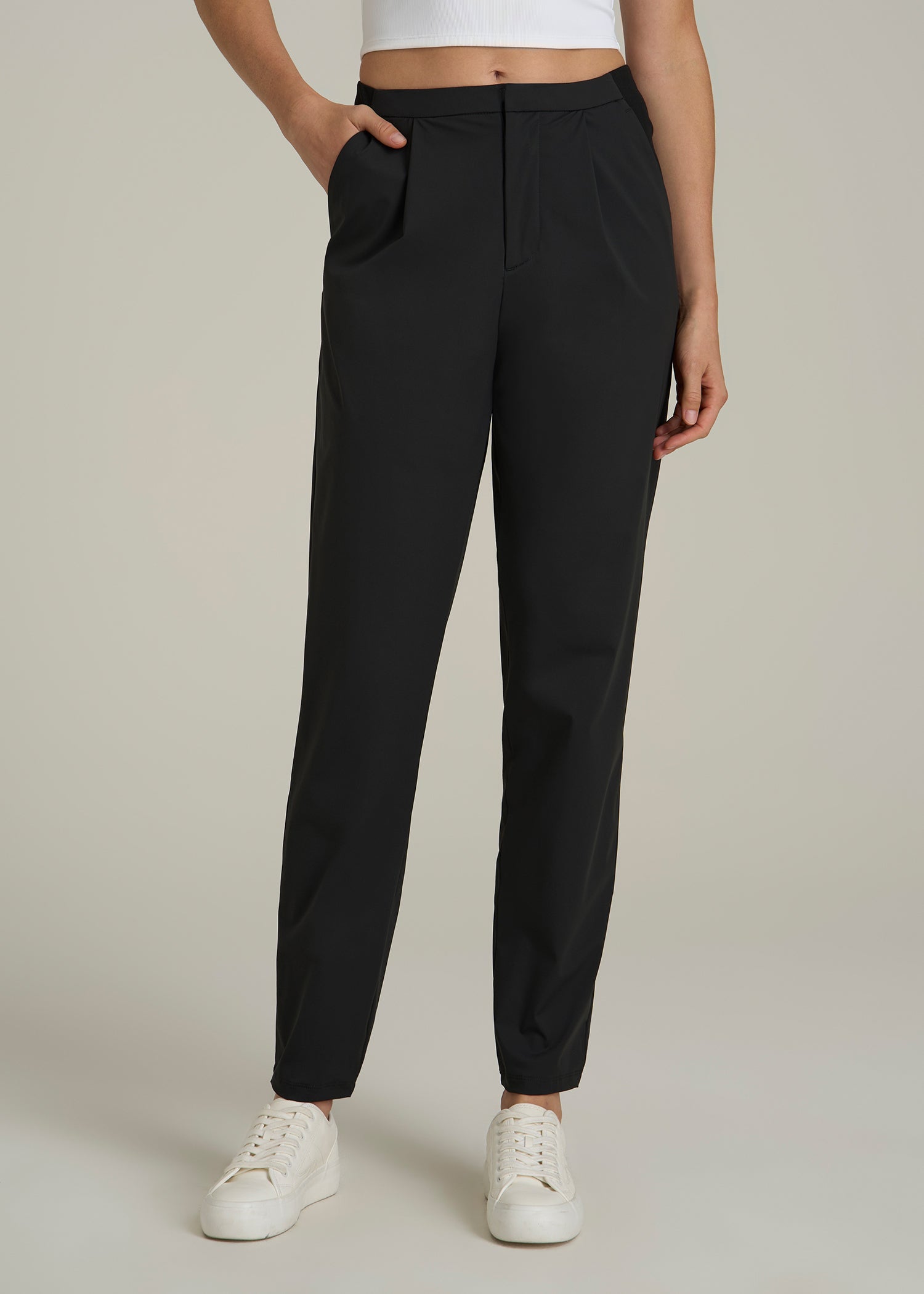 Commuter Pleated Jogger Pant for Tall Women in Black