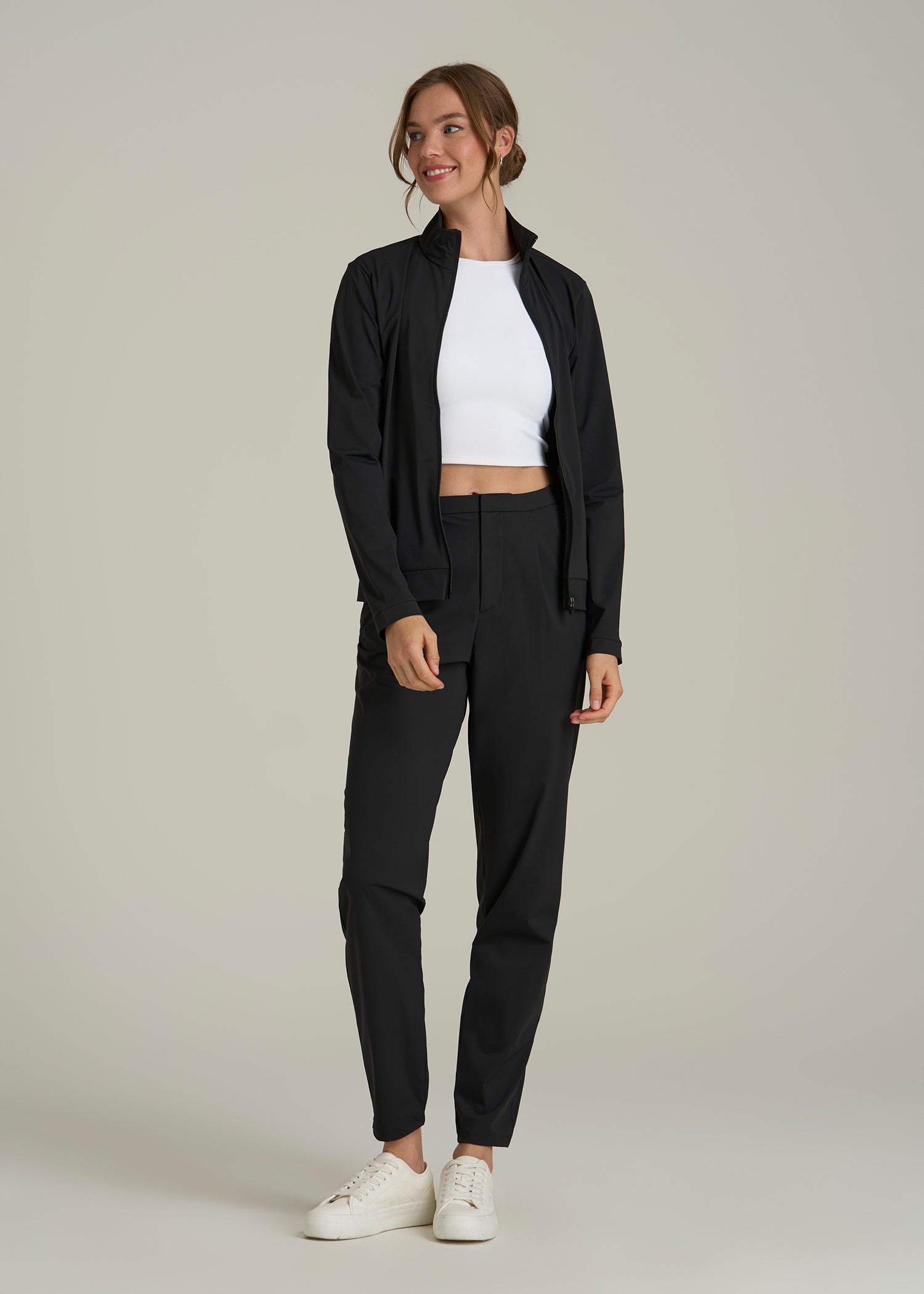 Commuter Pleated Jogger Pant for Tall Women in Black