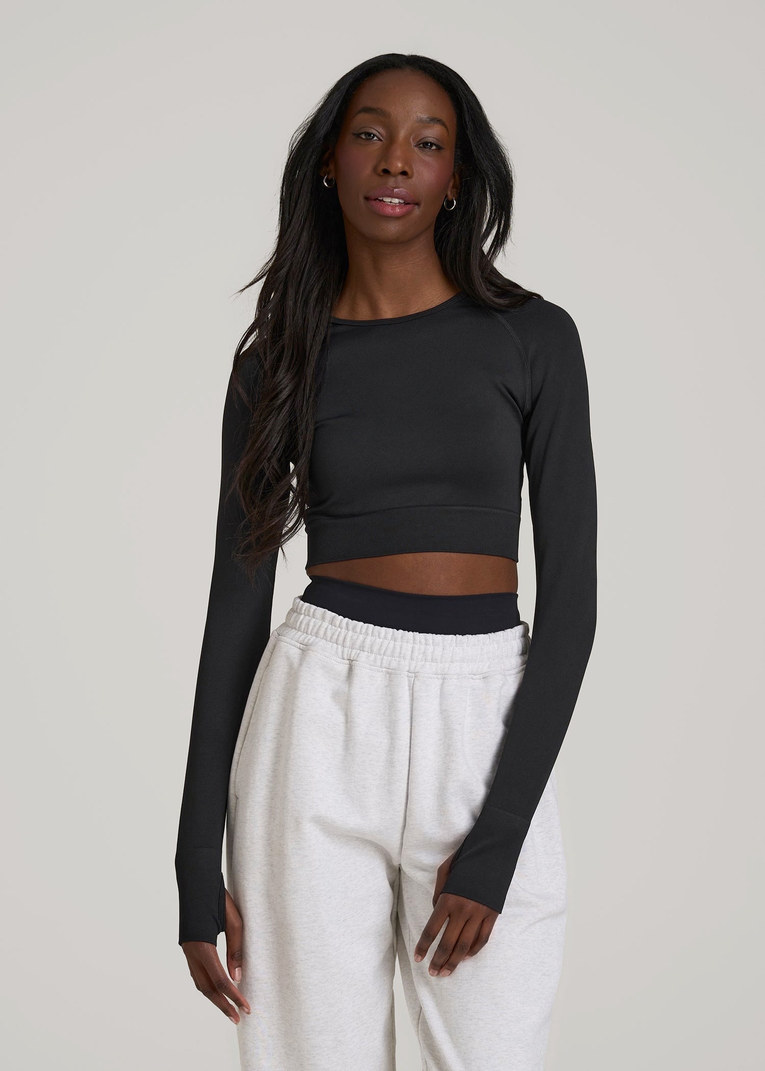 Compression Long Sleeve Cropped Training Top for Tall Women