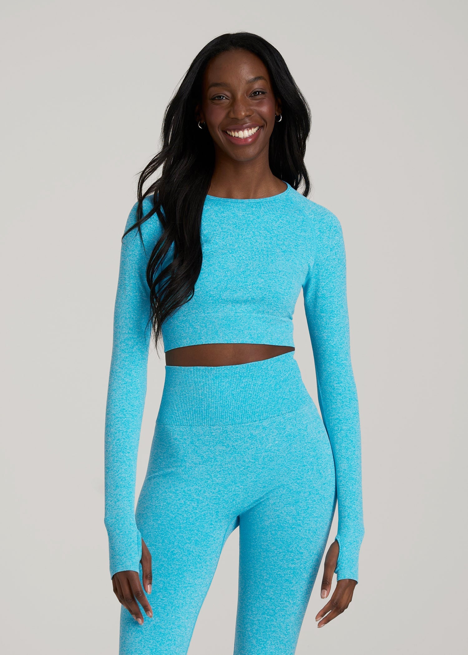 Compression Long Sleeve Cropped Training Top for Tall Women