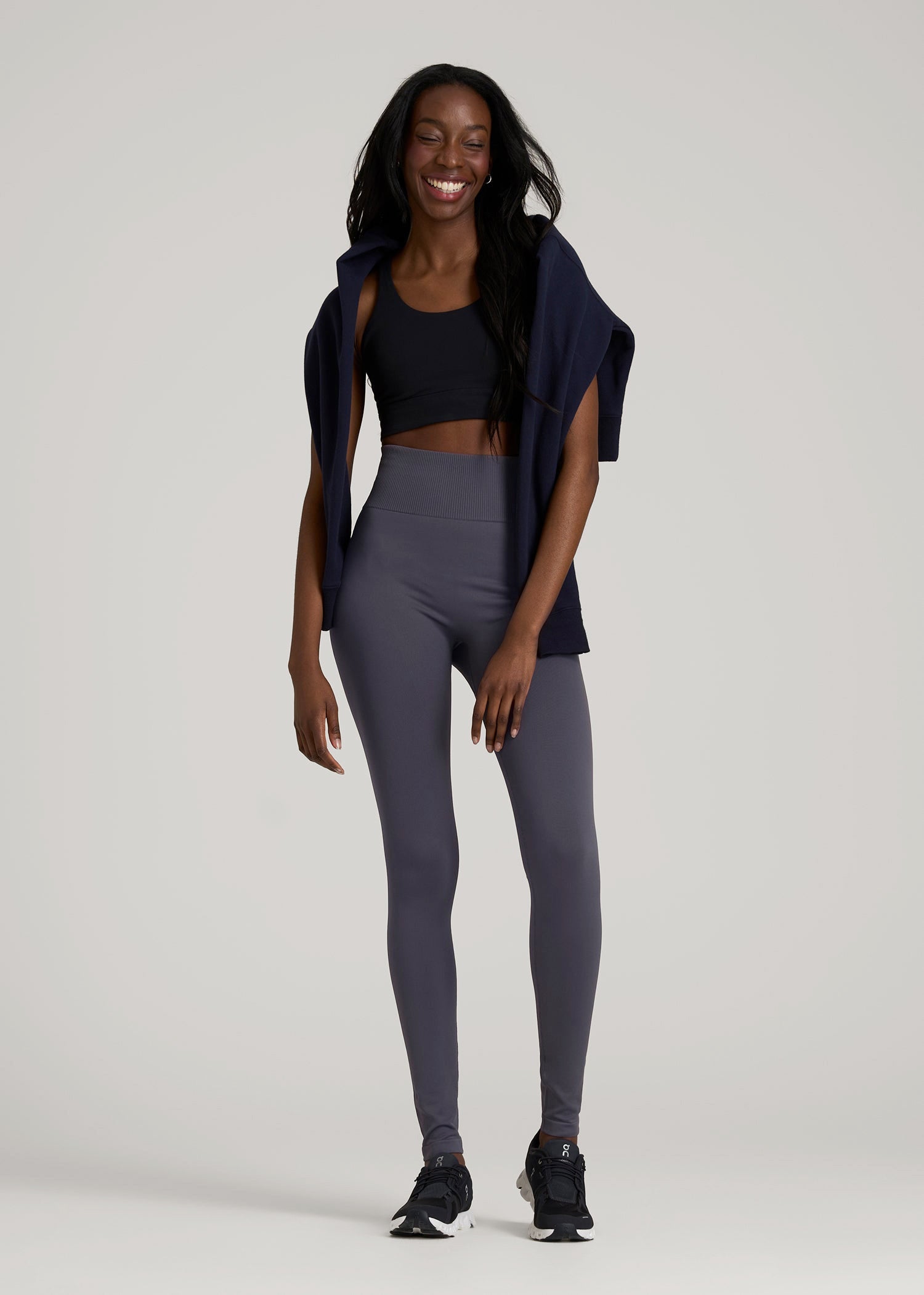 Compression Training Leggings for Tall Women in Periscope Grey