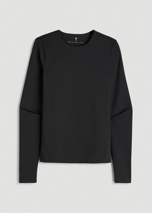 Contour Jersey Long Sleeve Crewneck for Tall Women in Black