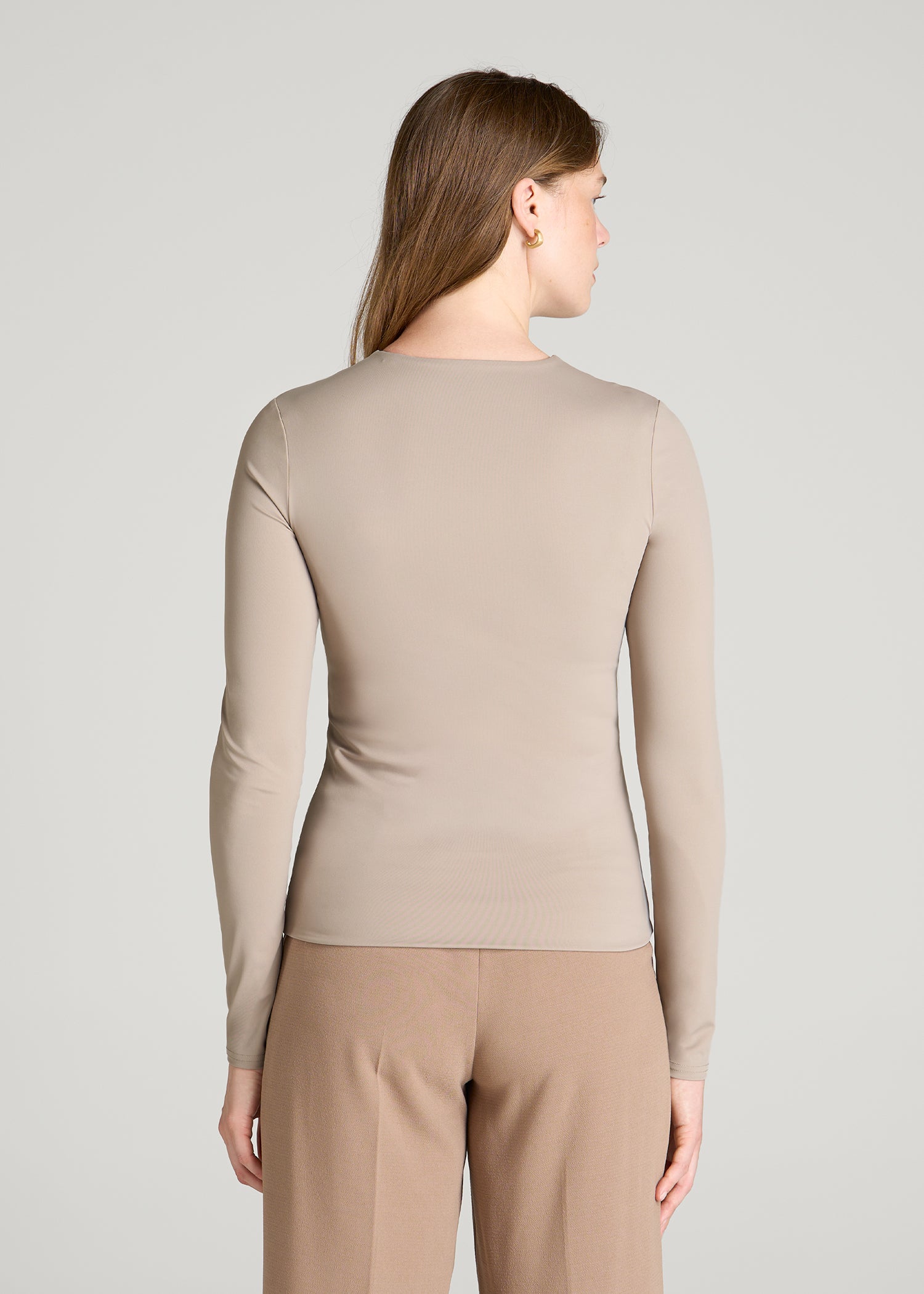 Contour Jersey Long Sleeve Crewneck for Tall Women in Moon Rock