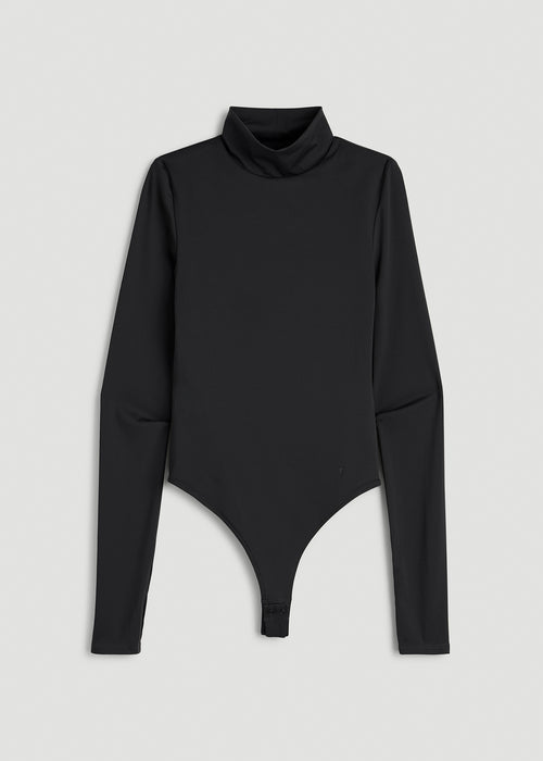Contour Jersey Long Sleeve Turtleneck Bodysuit for Tall Women in Black