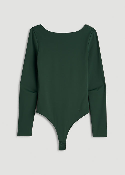 Contour Jersey Scoop Back Long Sleeve Bodysuit for Tall Women in Boreal Forest