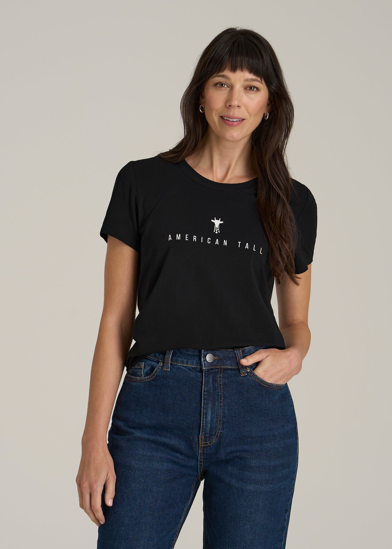 Logo Tee for Tall Women in Black