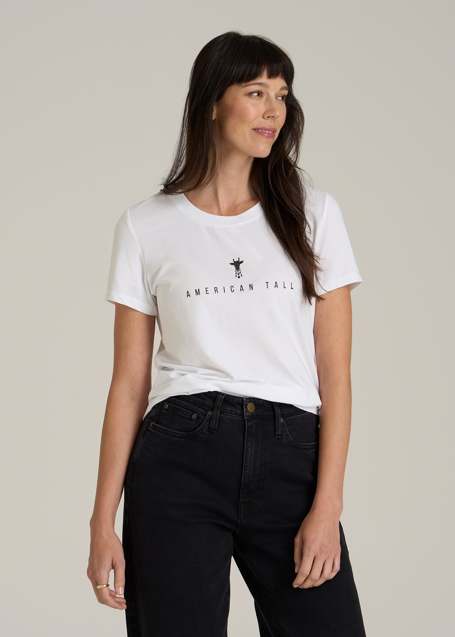 Logo Tee for Tall Women in White