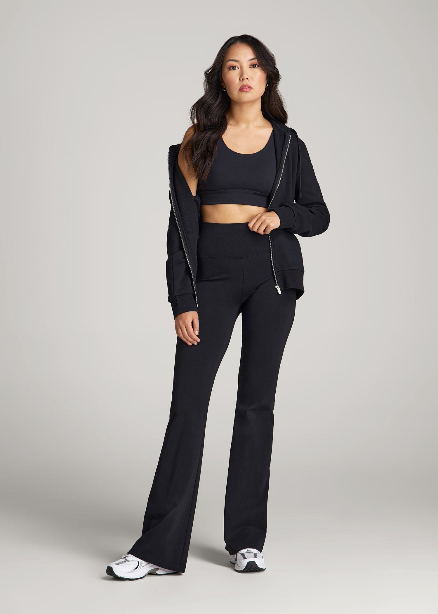 Cotton Flare Leggings for Tall Women in Black