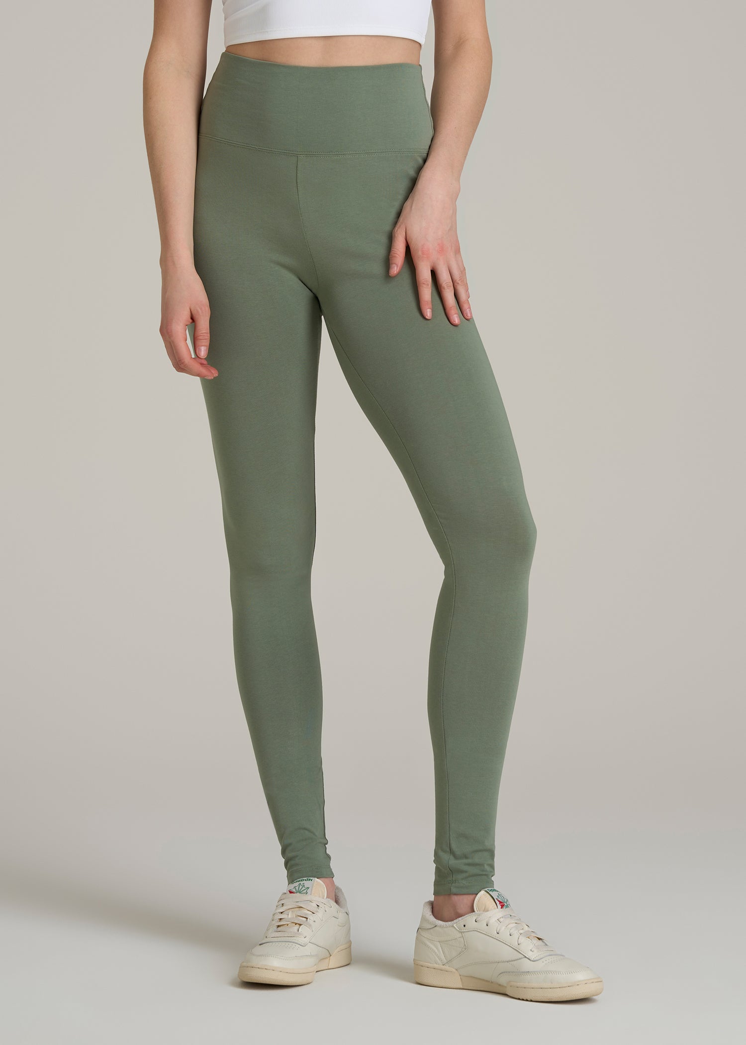 Cotton Leggings for Tall Women in Dark Seagrass