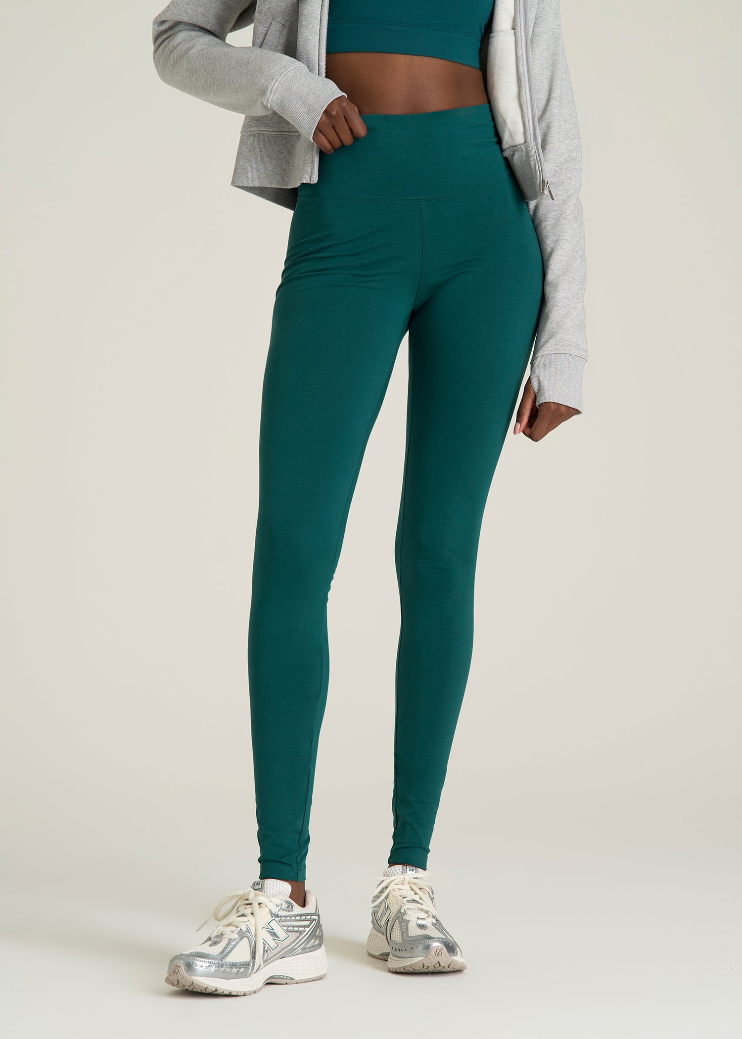 Cotton Leggings for Tall Women in Deep Teal