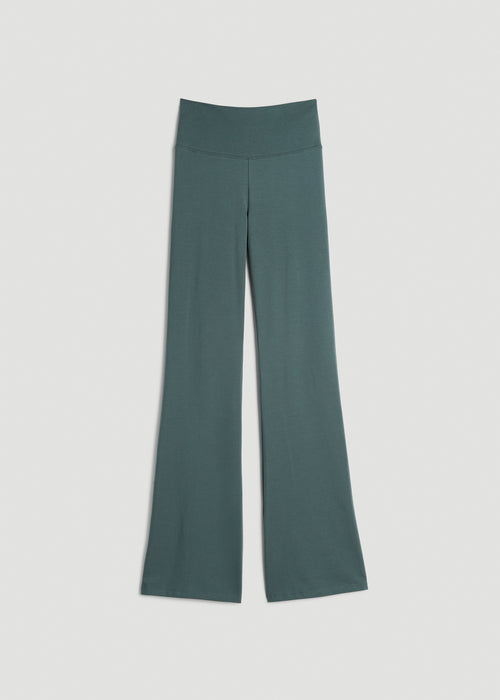 Cotton Flare Leggings for Tall Women in Balsam Green