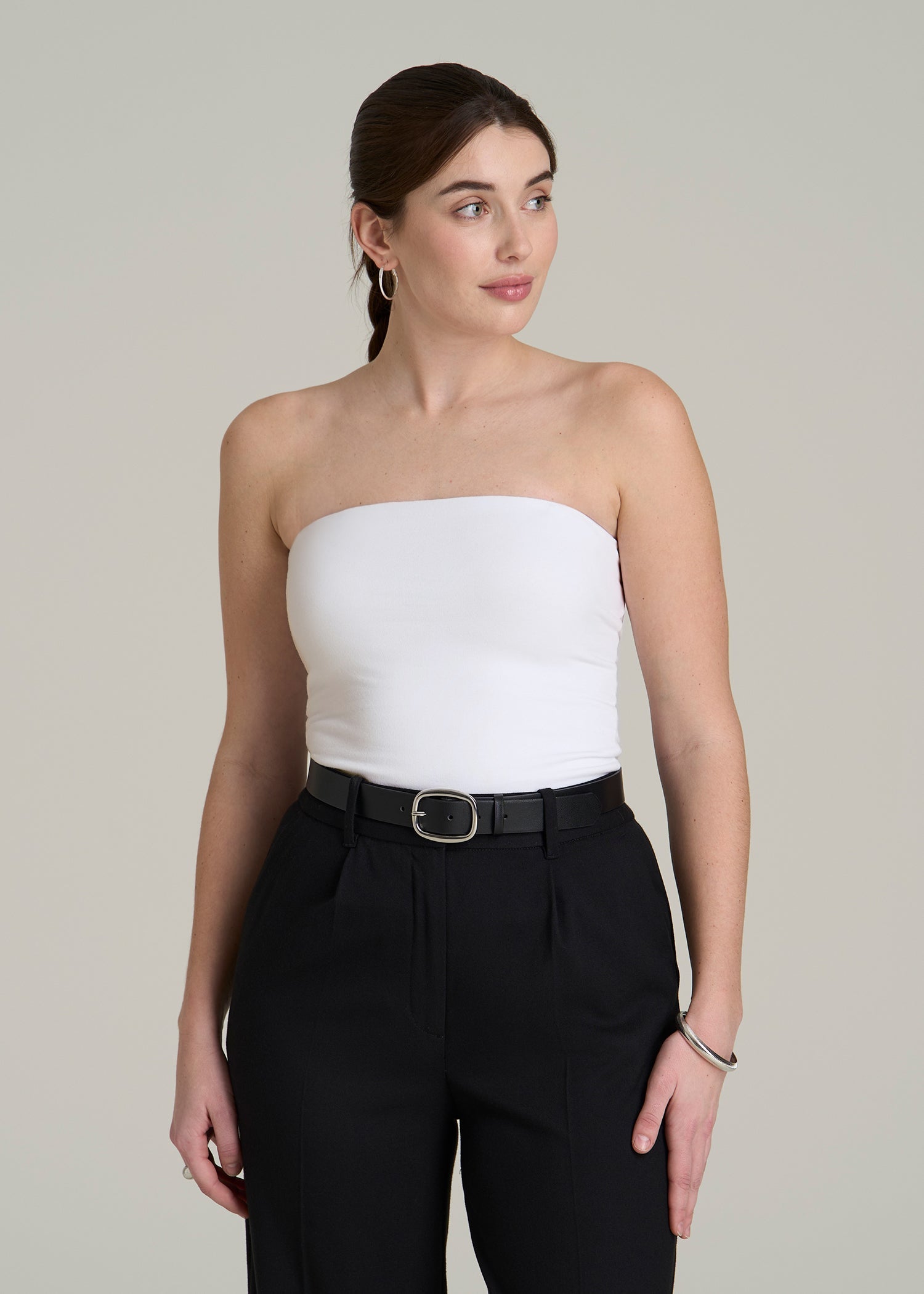 Cotton Tube Top for Tall Women in White