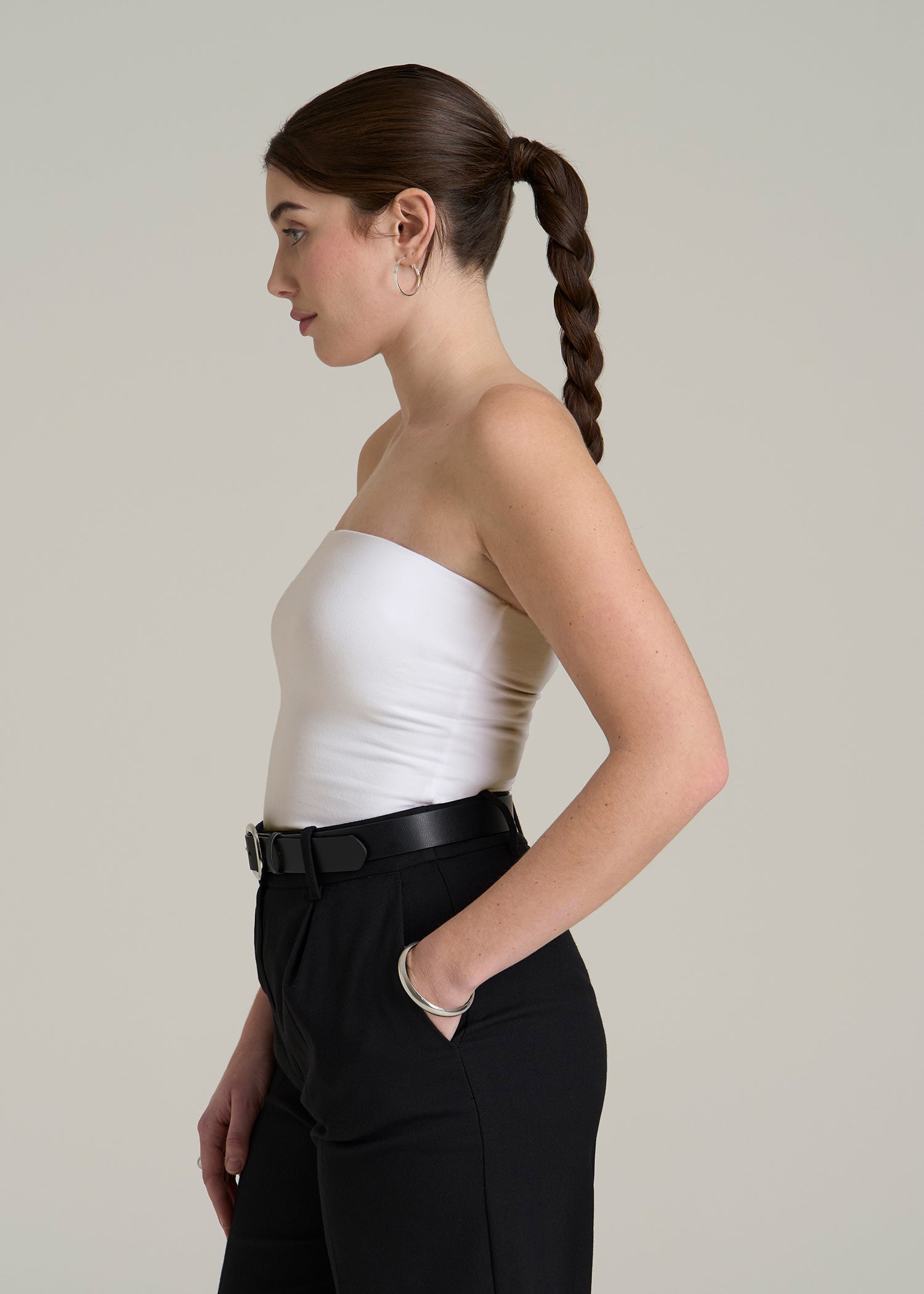 Cotton Tube Top for Tall Women in White