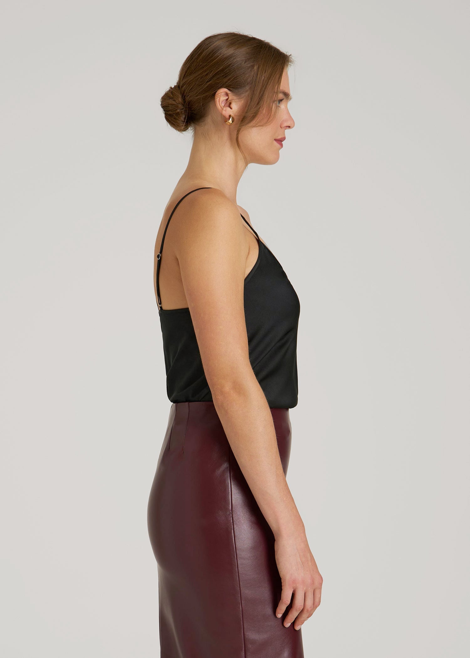 Satin Cami for Tall Women in Black