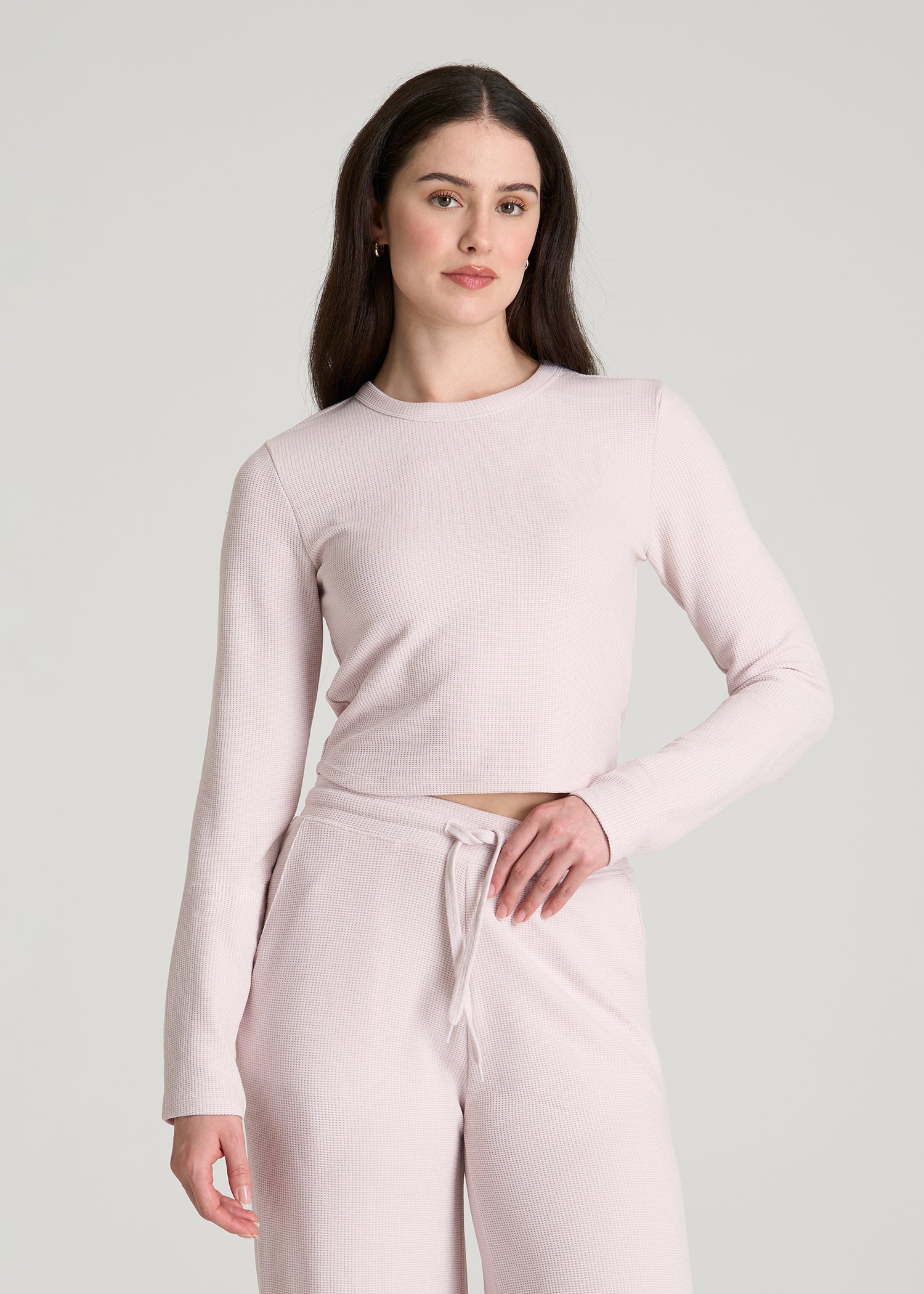 Cropped Long Sleeve Waffle Shirt for Tall Women | American Tall