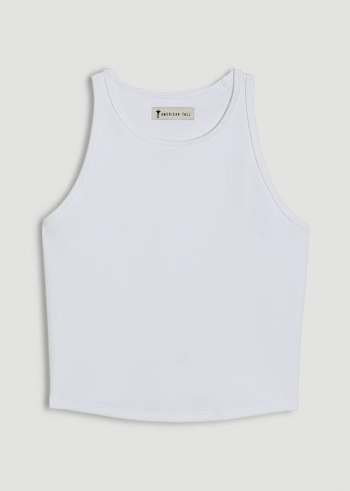Cropped Ribbed Tank Top for Tall Women in White