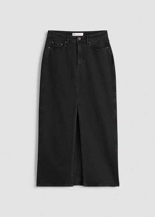 Denim Maxi Skirt for Tall Women in Onyx Black Wash