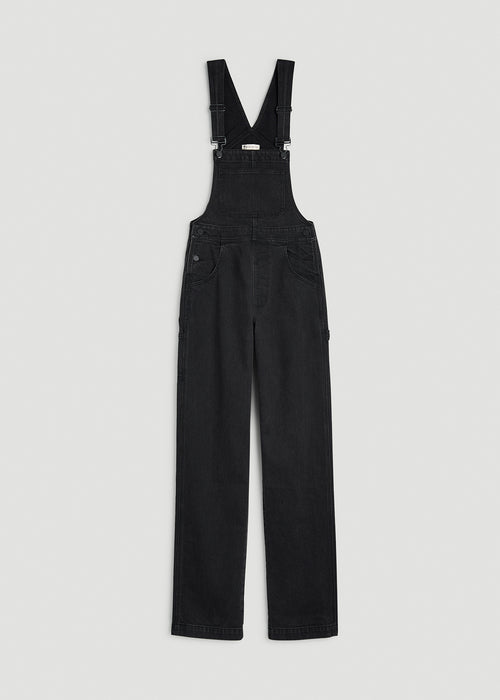 Denim Overalls for Tall Women in Onyx Black Wash