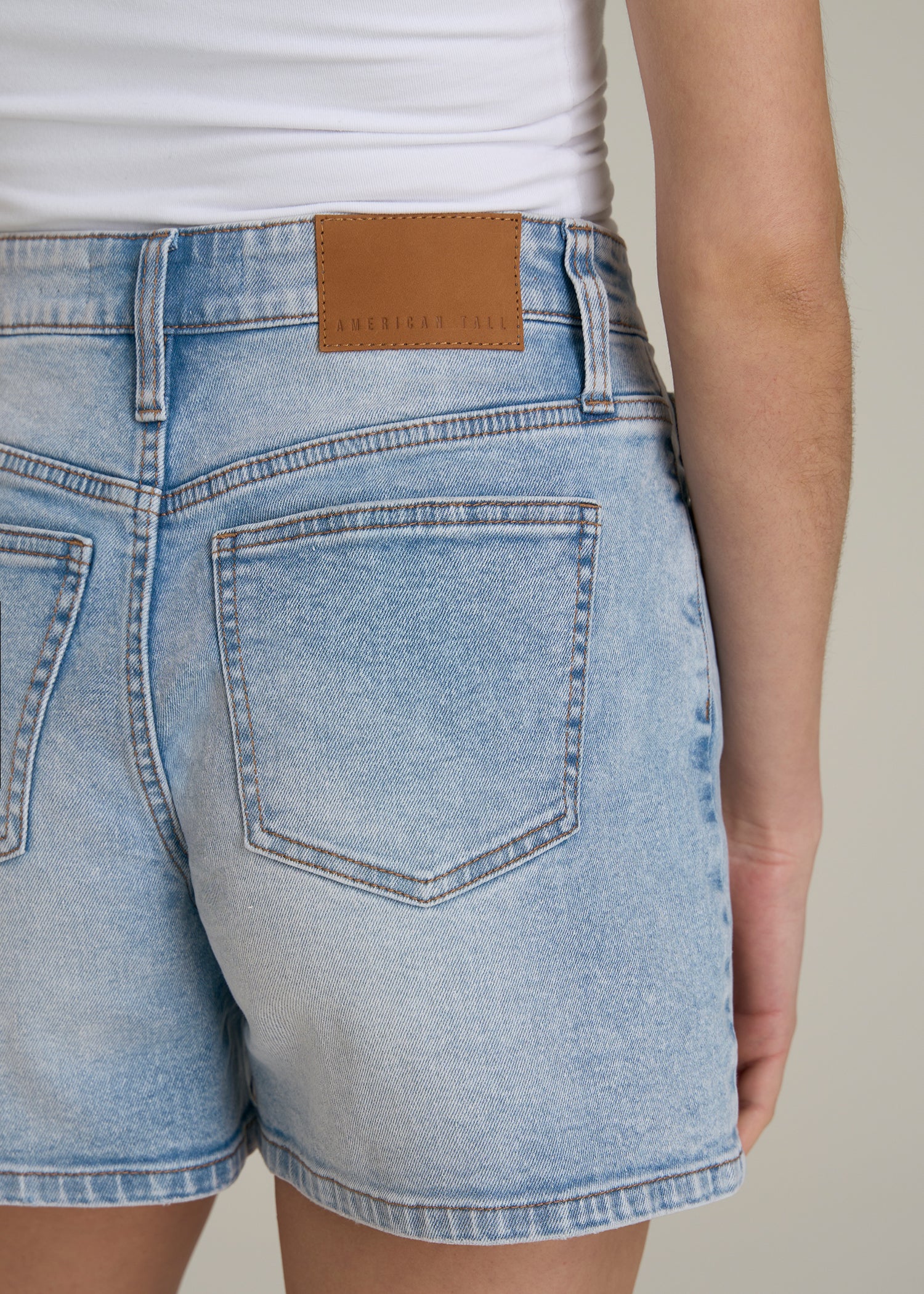 Denim Shorts for Tall Women in Surfer Blue