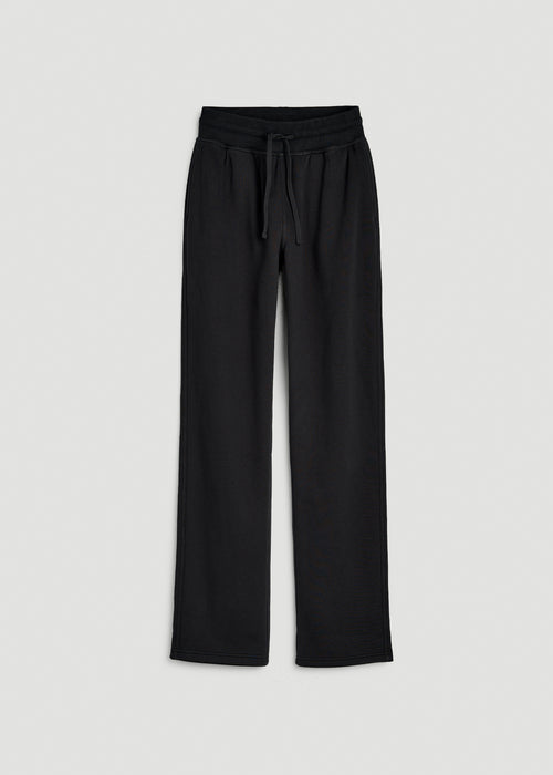 Everyday Straight Leg Open Bottom Fleece Pants for Tall Women in Black