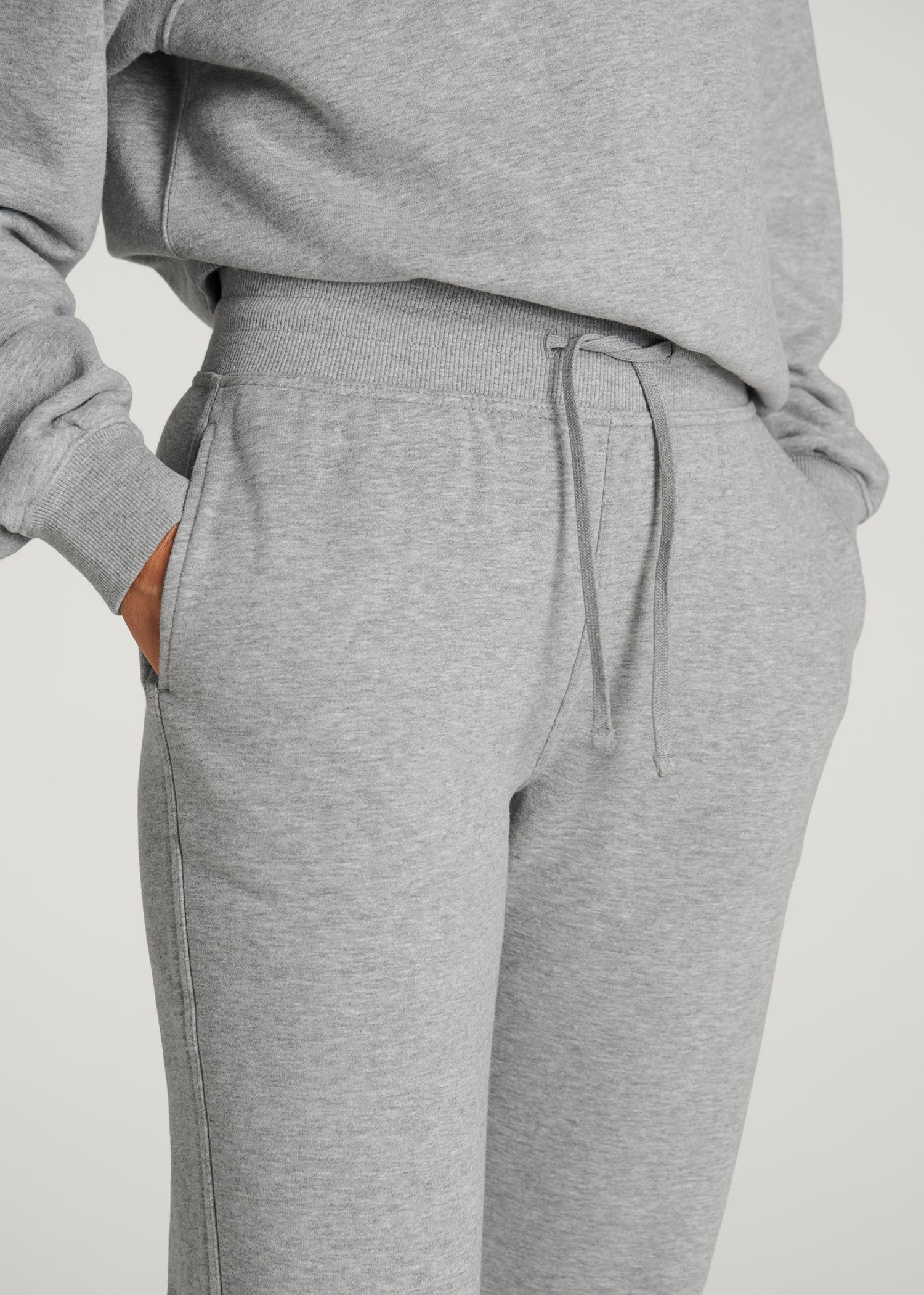 Everyday Straight Leg Open Bottom Fleece Pant for Tall Women in Grey Mix