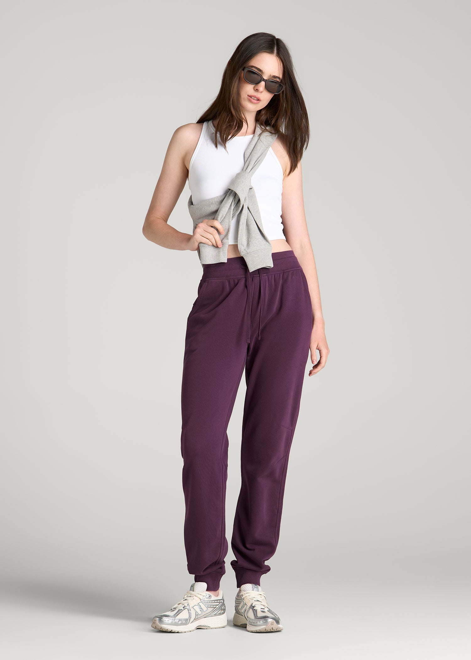 Everyday French Terry Jogger for Tall Women in Aubergine
