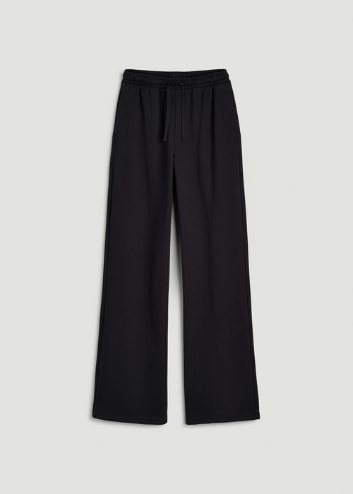 Everyday French Terry Mid Rise Wide Leg Pants for Tall Women in Black