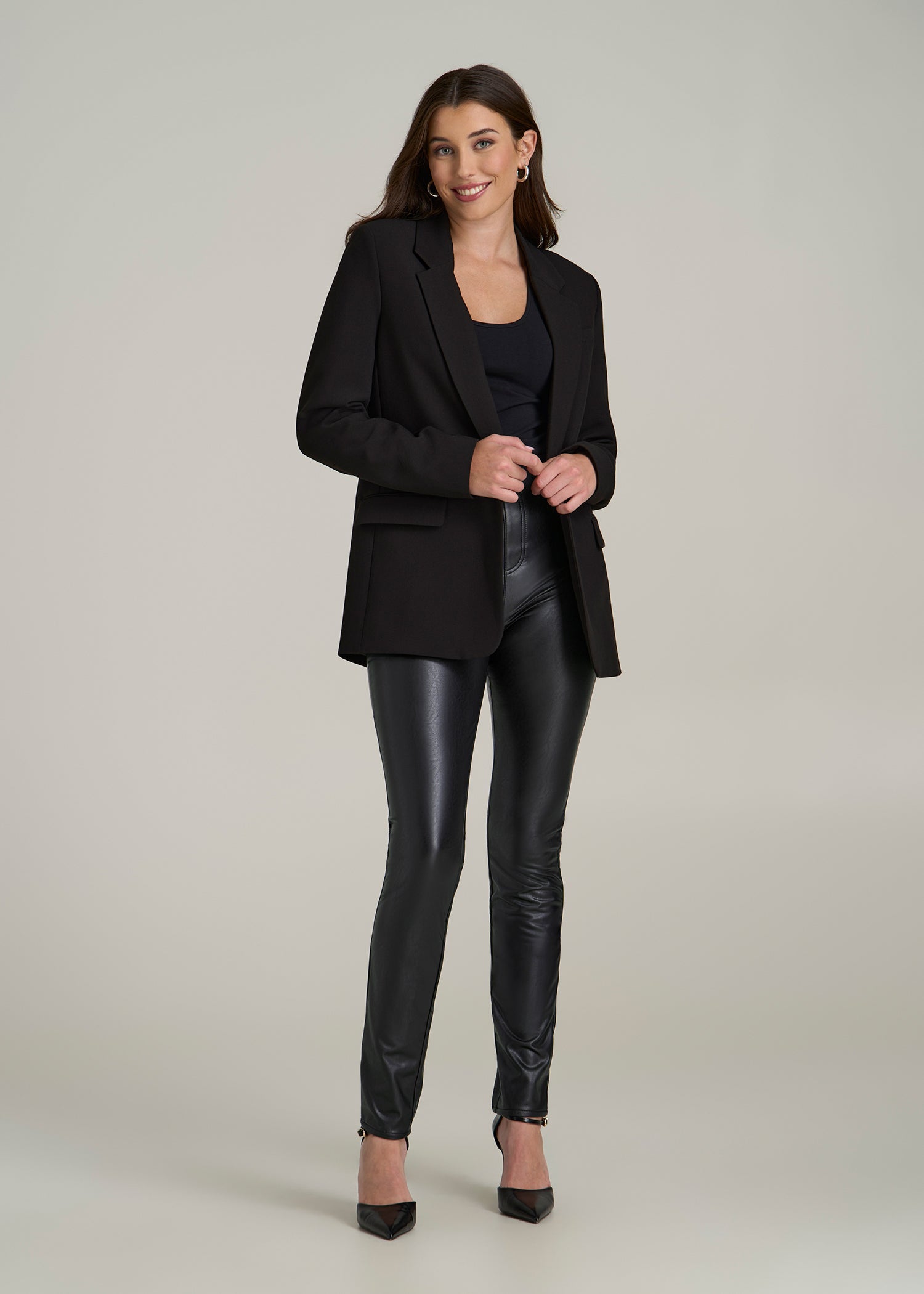 True Touch Leather Leggings for Tall Women in Black