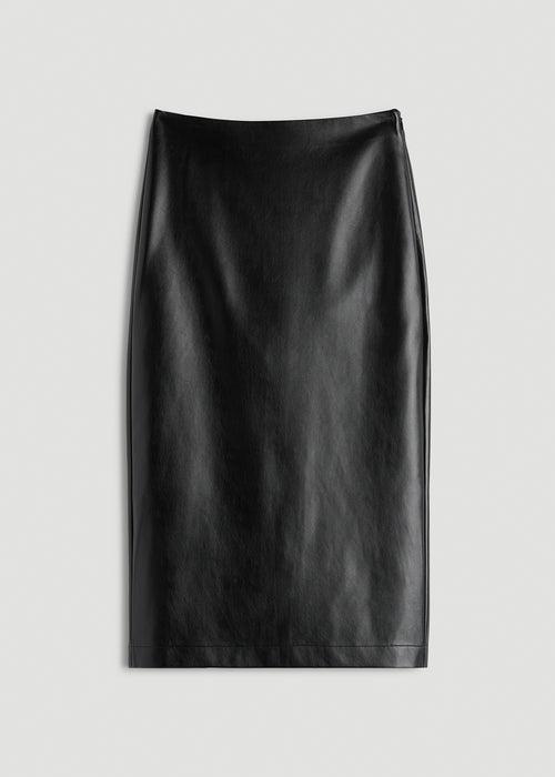 True Touch Leather Pencil Skirt for Tall Women in Black