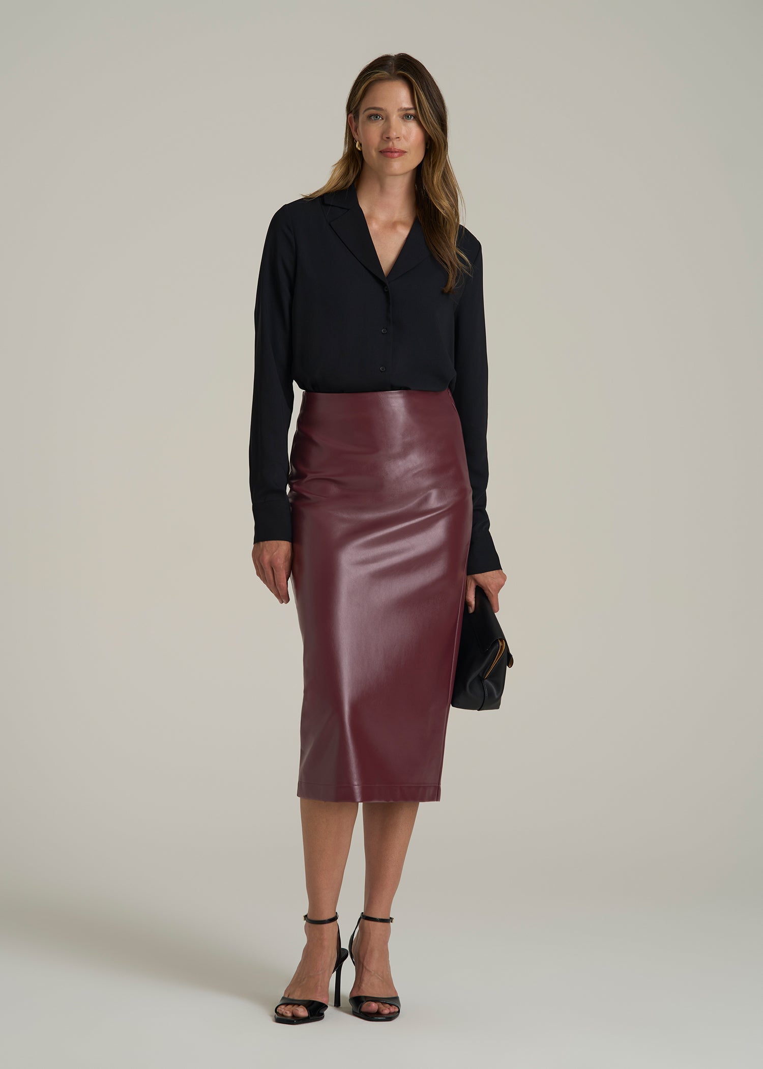 True Touch Leather Pencil Skirt for Tall Women in Port Royale