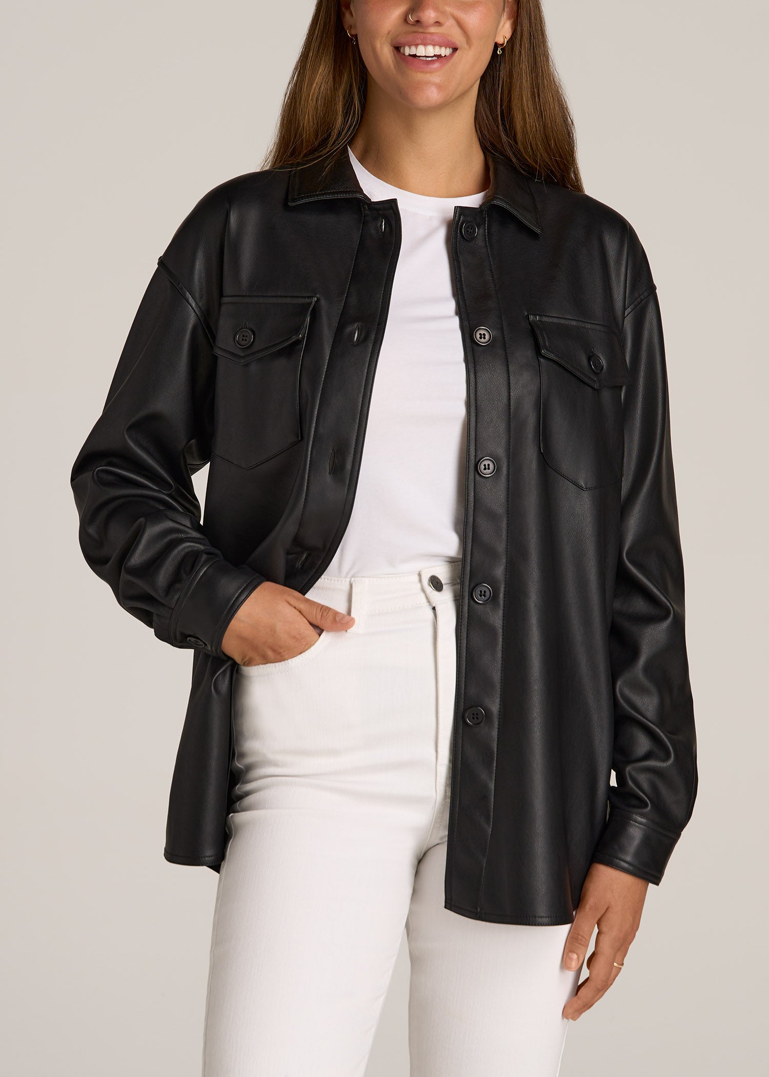 Faux Leather Jacket Ladies Leather Blouses Ss23 Ladies Faux