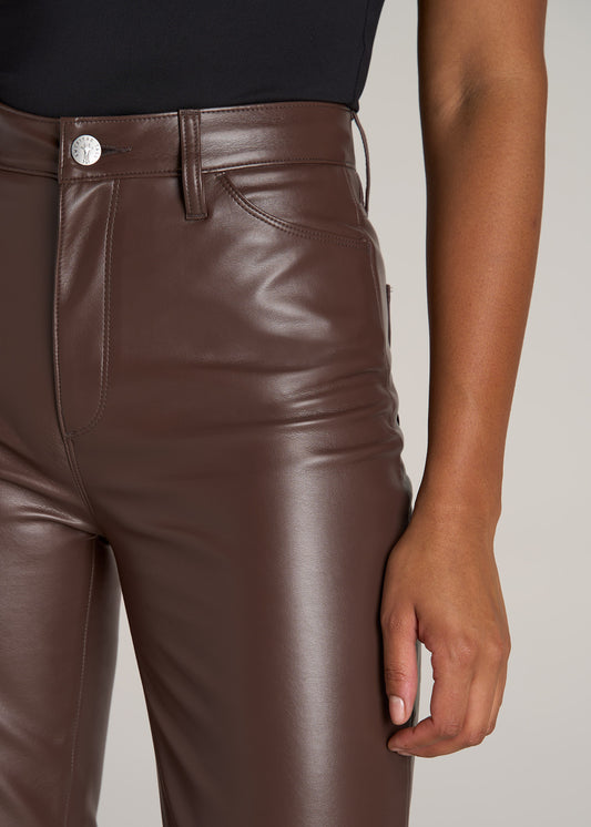 American-Tall-Women-Faux-Leather-Slim-Pants-Chocolate-detail