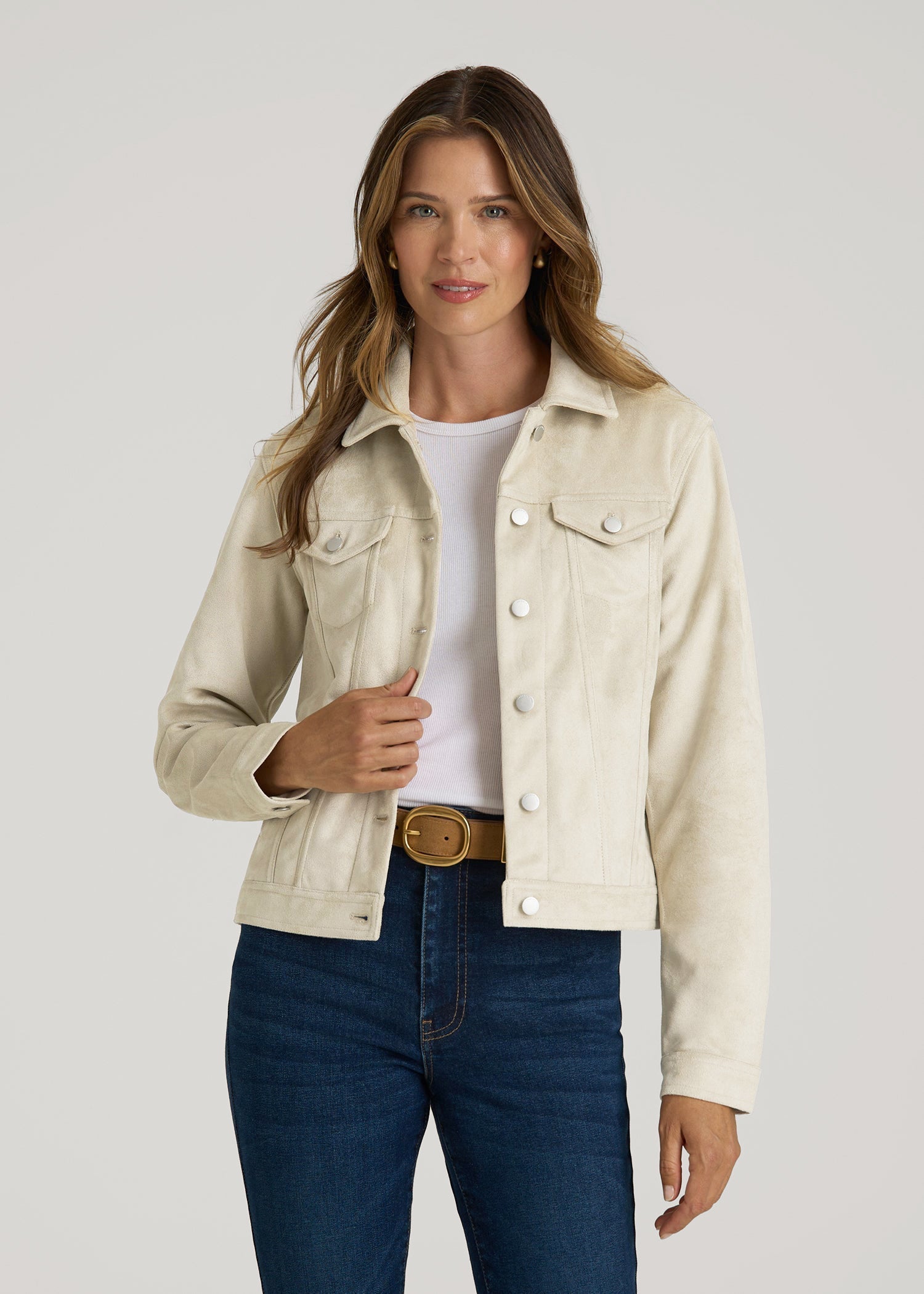 True Touch Suede Trucker Jacket for Tall Women | American Tall