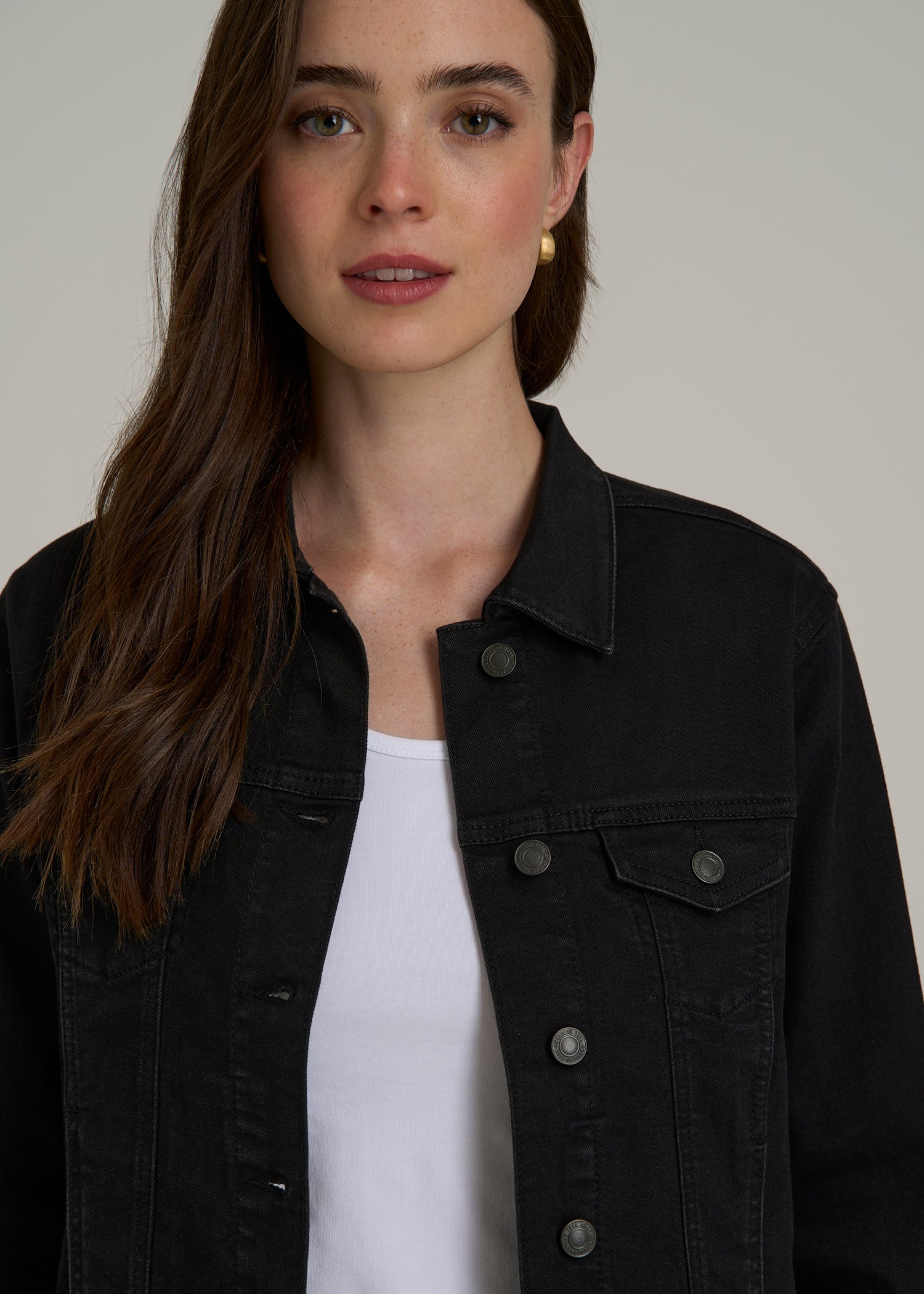 Classic Denim Jacket for Tall Women in Black