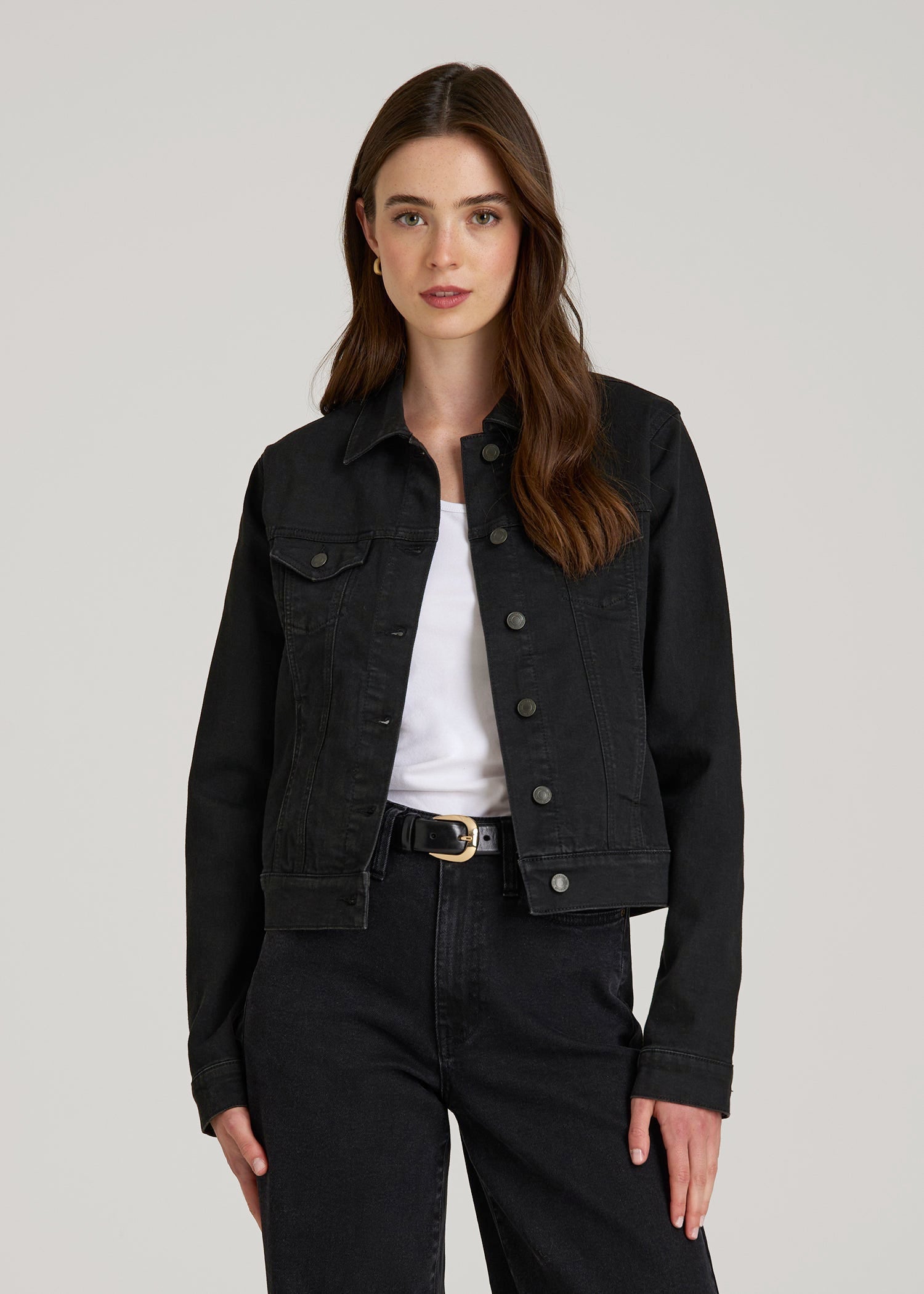 jean jacket with black dress Classic Denim for Tall Women in XL / Tall / Black formalgowns Size:Small (6-8) sleeve jean jacket pairs Jones New York Women's
