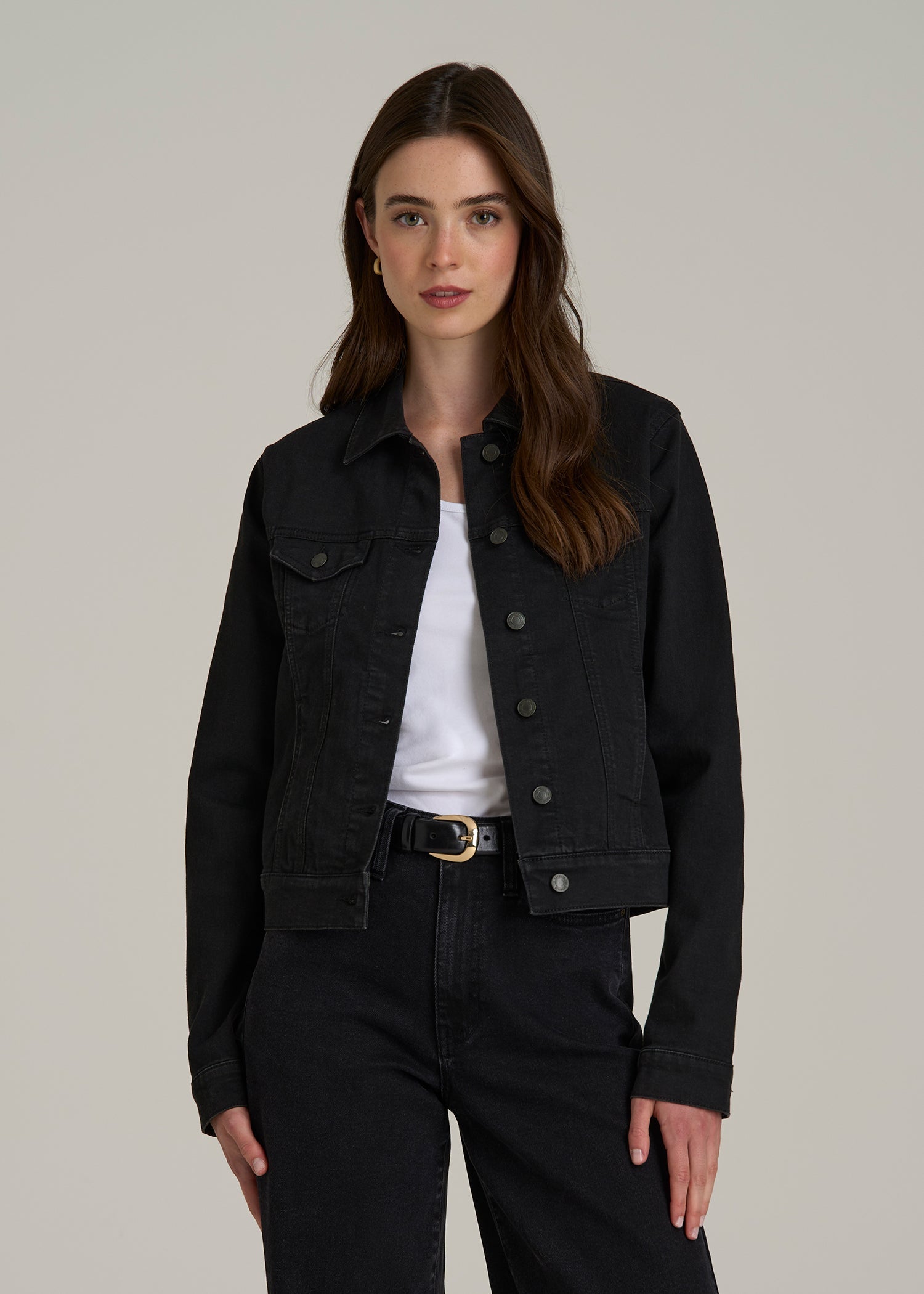 Classic Denim Jacket for Tall Women in Black XL / Tall / Black Classic Denim Jacket for Tall Women in Black XL / Tall / Black