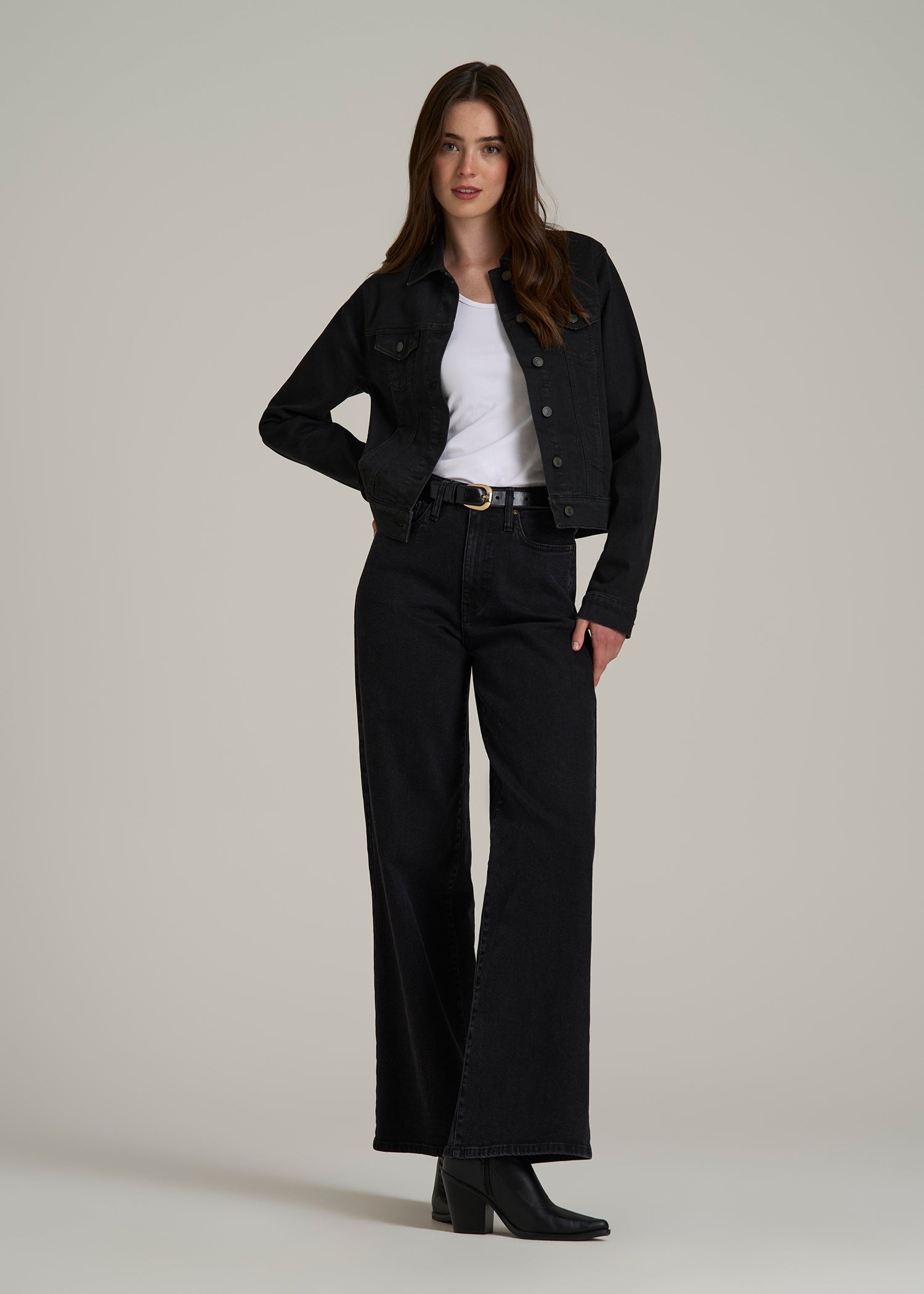 Classic Denim Jacket for Tall Women in Black