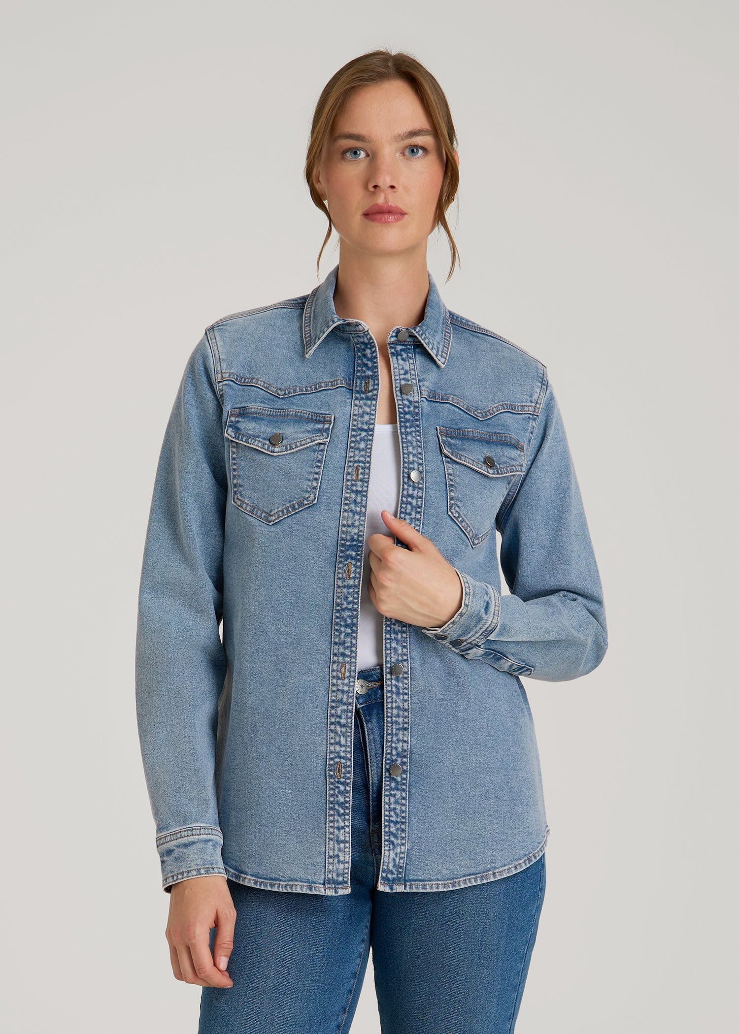 Western Denim Shirt for Tall Women in Heritage Faded M / Tall / Heritage Faded