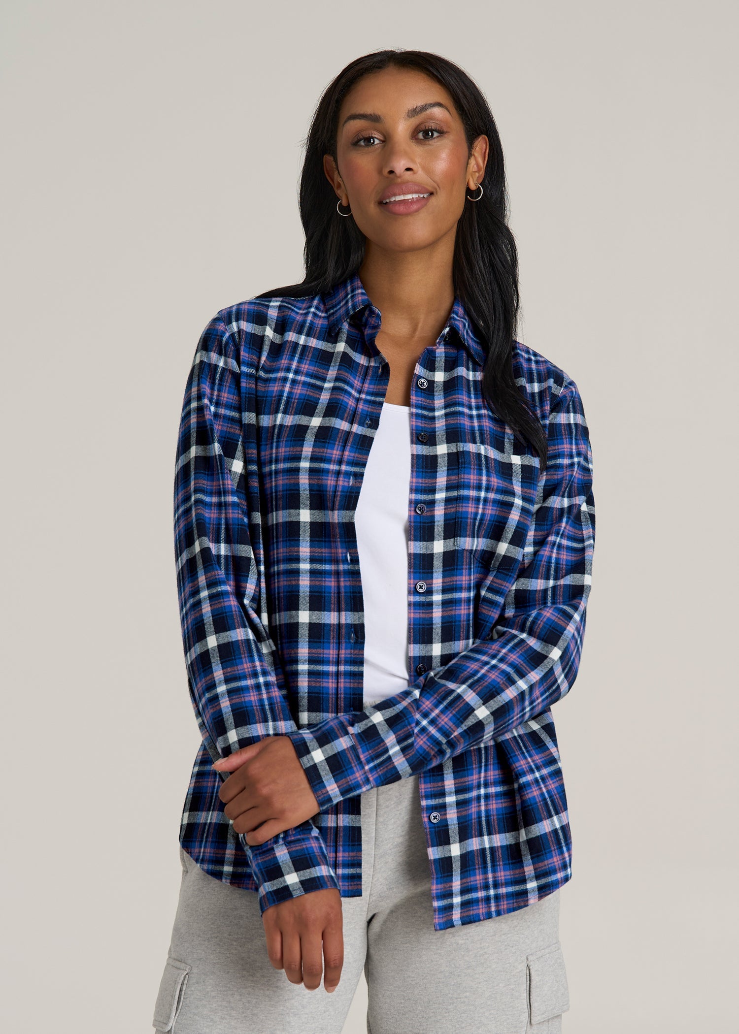 Flannel Button-Up Shirt for Tall Women American Tall