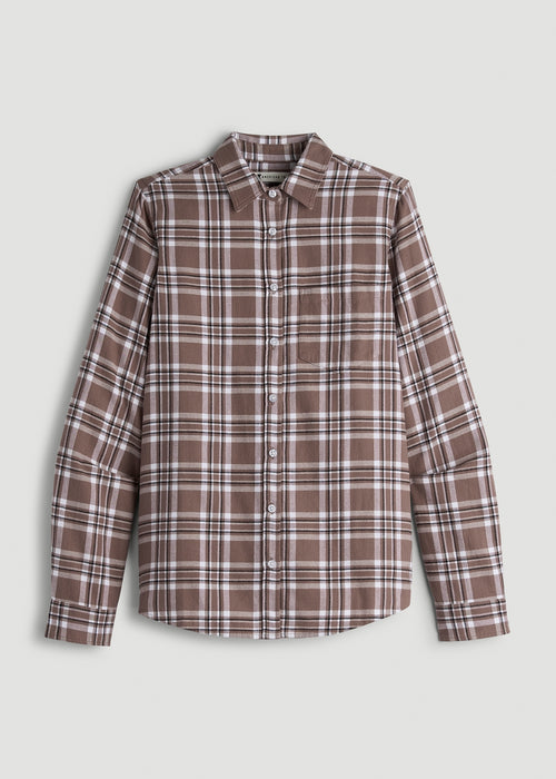 Flannel Button-Up Shirt for Tall Women in Woodsmoke with Black