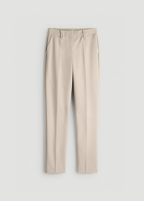 Flat Front Tapered Dress Pants for Tall Women in Stone