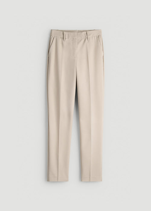 Flat Front Tapered Dress Pants for Tall Women in Stone